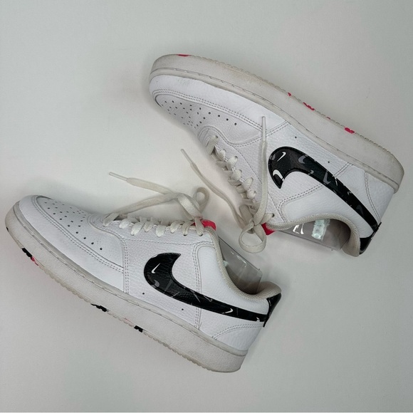 Nike Court Vision Low with Pink Detail and Swooshfetti Logo - Picture 1 of 9